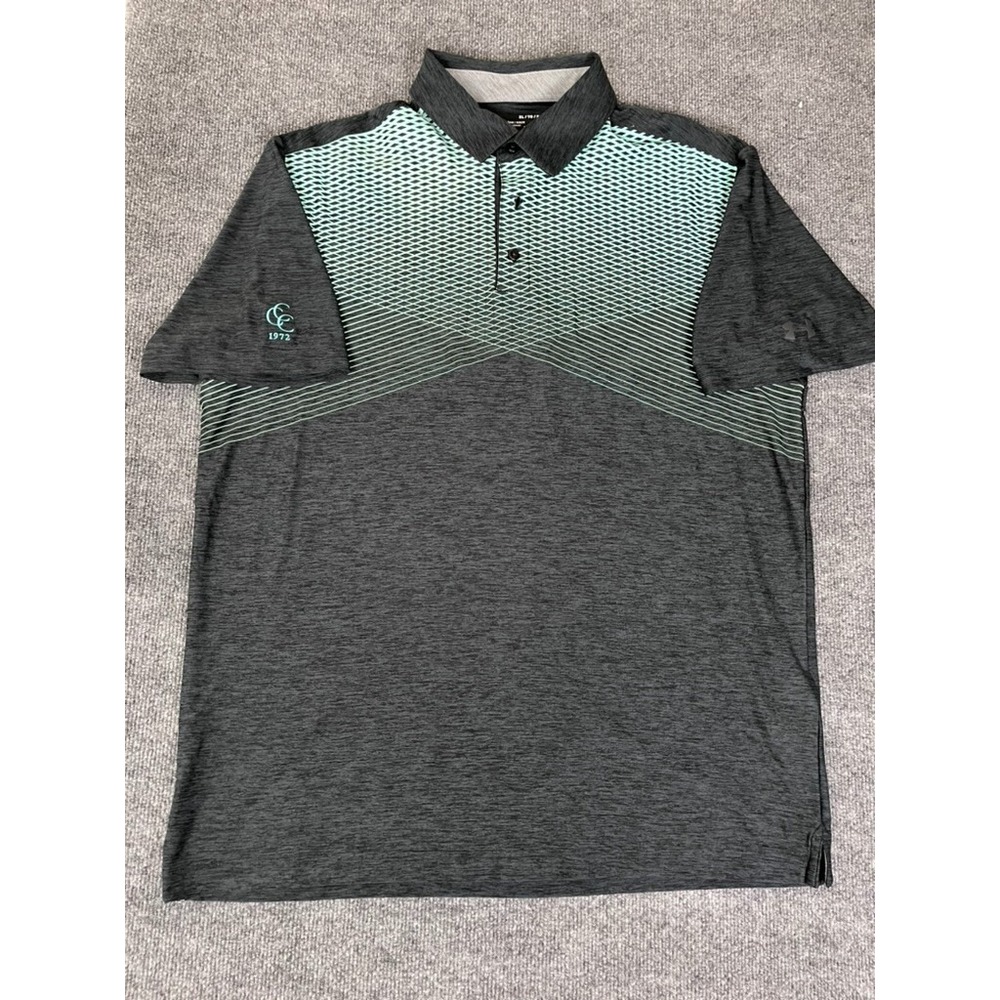 Under Armour Men's Heatgear Short‎ Sleeve Loose Gray&Green Polo Shirt Size XL/TG